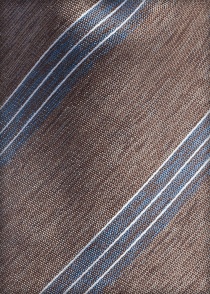 Cravate en soie rayée brun chocolat