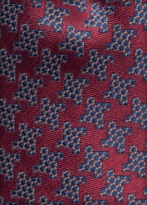 Cravate en soie rouge motif géométrique