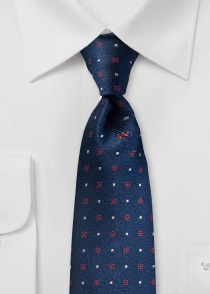 Cravate bleu foncé motif fleurs