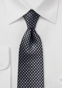 Cravate noir goudron à pois argenté violet tendre