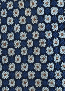 Cravate bleu marine motif fleurs
