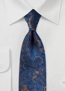 Cravate d'affaires motif cachemire marron bleu