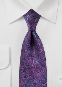 Cravate motif paisley violet navy