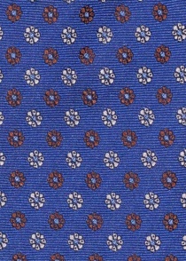 Cravate en soie avec motif floral bleu côtelé