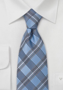 Cravate clip carreaux bleu ciel et chatain