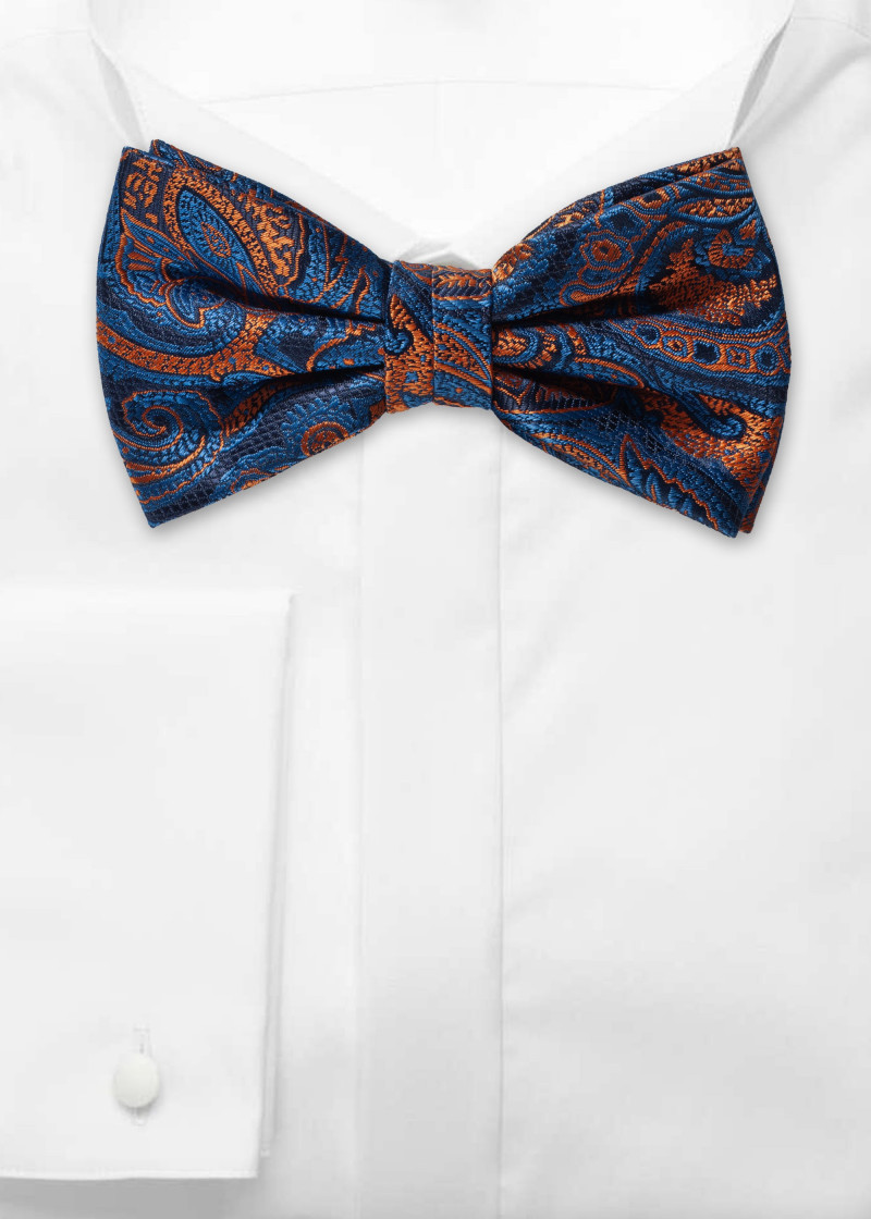 Noeud homme motif paisley orange
