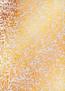 Cravate blanche jaune-orange fleurie