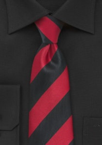 Cravate rouge cerise et noire à rayures