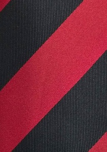 Cravate rouge cerise et noire à rayures