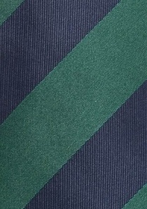 Cravate vert sapin et bleu foncé à rayures