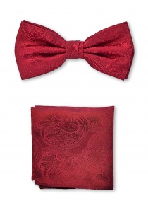 Set nœud papillon cravate motif paisley rouge
