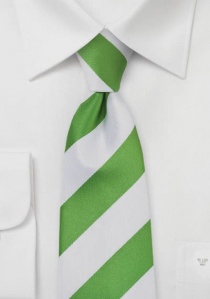 Cravate vert tendre et blanc à larges rayures