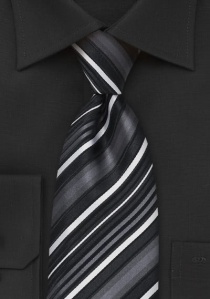 Cravate XXL graphique rayée noir gris