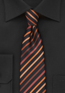Cravate étroite noire rayures caramel