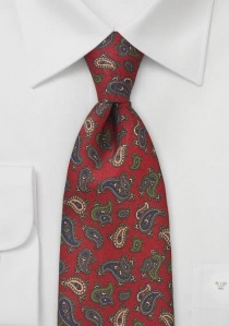 Cravate rouge imprimé motif cachemire