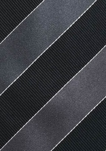Cravate rayures gris argent noir