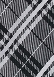 Cravate tartan gris blanc noir