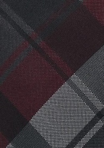 Cravate imprimé tartan gris rouge