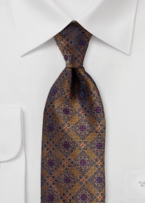 Cravate d'affaires motif ornemental marron