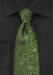 Cravate vert bouteille motif floral