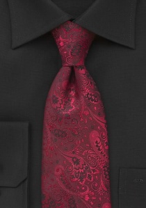 Cravate vermillon motif floral