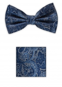 Set : Noeud et foulard motif paisley bleu marine