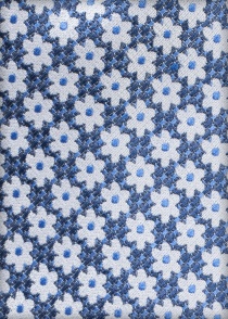 Noeud et foulard motif fleurs bleu tourterelle