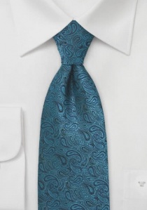 Cravate bleu pétrole imprimé cachemire