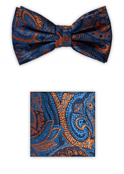 Cravate En Soie Tricotée Frederick Thomas - Orange Brûlé Et Bleu Pin - Neuf Avec étiquettes