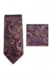 Cravate homme foulard bordeaux motif paisley