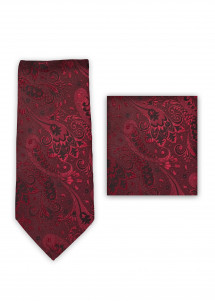 Set cravate et foulard Paisley rouge moyen