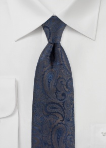 Set cravate foulard motif paisley marron foncé et