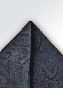 Set cravate foulard motif paisley marron foncé et