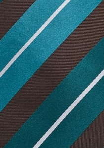 Cravate rayée turquoise marron chocolat