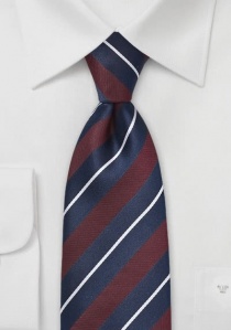 Cravate rouge bordeaux bleu marine rayée