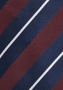 Cravate rouge bordeaux bleu marine rayée