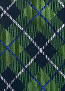 Cravate carreaux écossais verts bleus