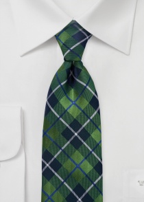 Cravate vert émeraud bleu carreaux clip