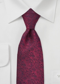 Cravate imprimé cachemire rouge cerise