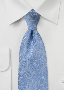 Cravate motif cachemire bleu clair