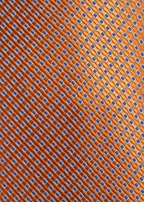 Cravate orange imprimé bleu argenté
