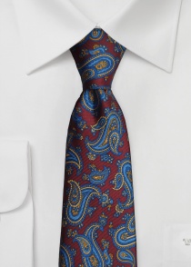 Cravate motif paisley brun-rouge