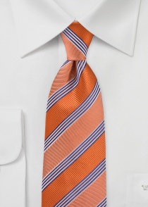 Cravate orange à rayures