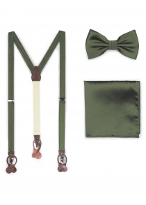 Set cadeau bretelles, noeud, foulard cavalier vert