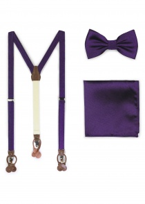 Set cadeau bretelles noeud papillon violet