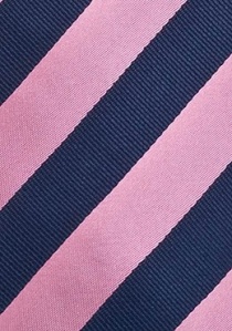 Cravate clip rose rayée bleu marine