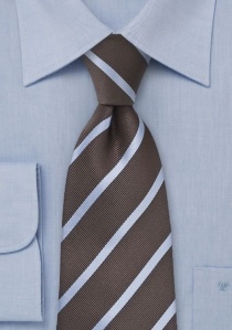 Cravate clip cappuccino rayée bleu clair