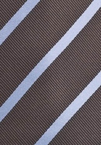 Cravate clip cappuccino rayée bleu clair