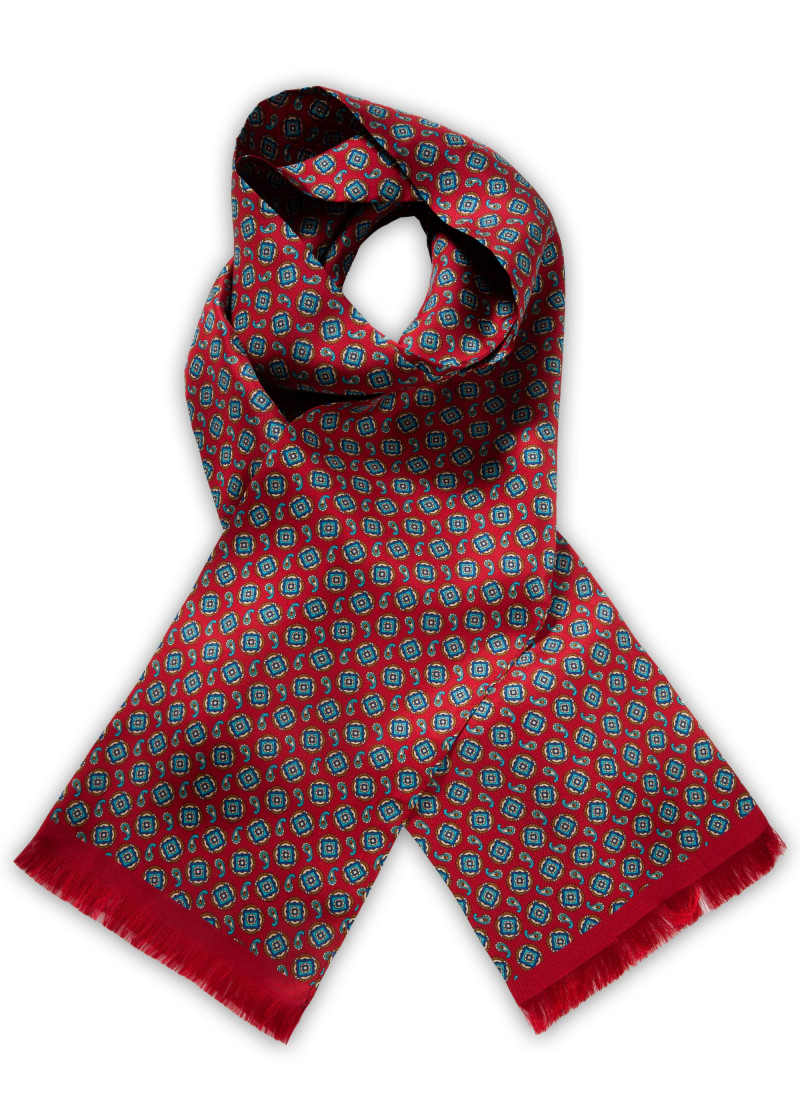 Foulard en soie avec motif (rouge / bleu)
