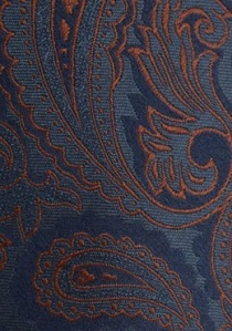 Pochette bleu marine motif cachemire cuivre